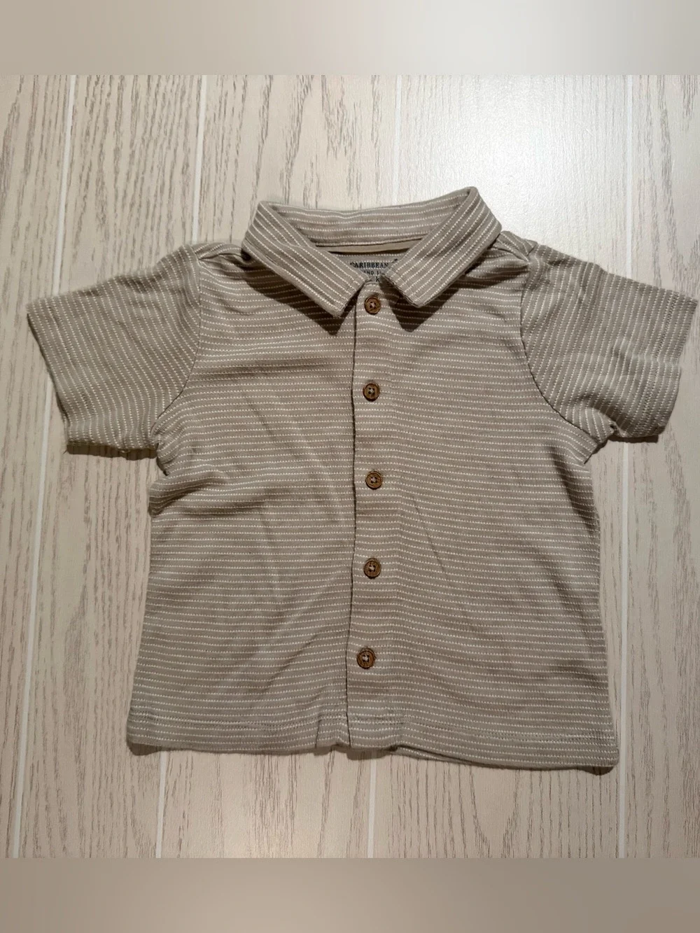 Boys 3T Button Down Shirt Bundle Blue Beige Striped 2pc Like New